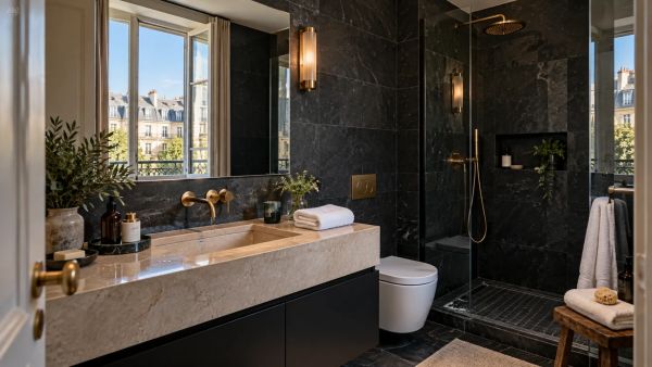 Salle de bain noire : astuces pour optimiser la lumière