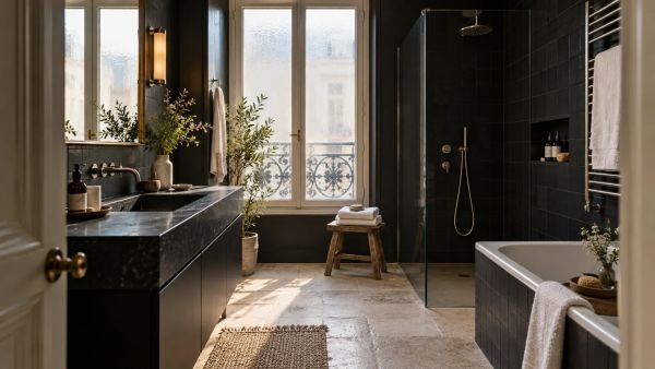 Salle de bain noire : astuces pour optimiser la lumière